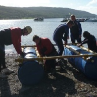Raft building party lake district Conison